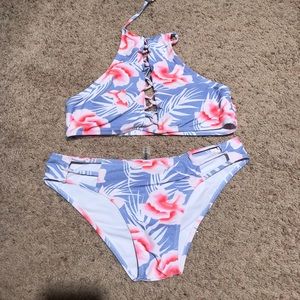 High Neck Bikini Floral